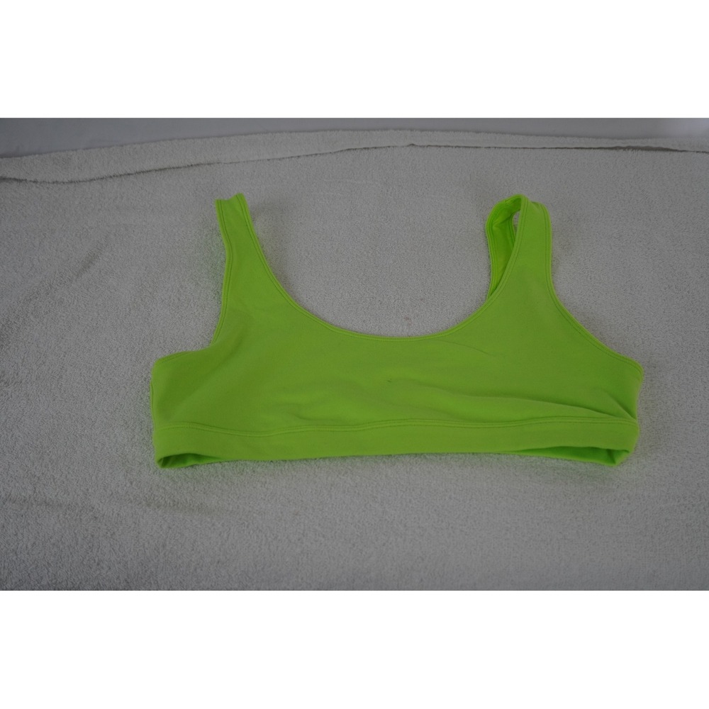Alo Yoga Womens Alosoft Sports Running Bra Neon Lime Green Scoop Neck Size L